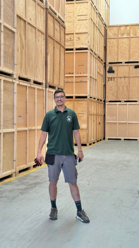 White Glove Surrey team member in the storage warehouse